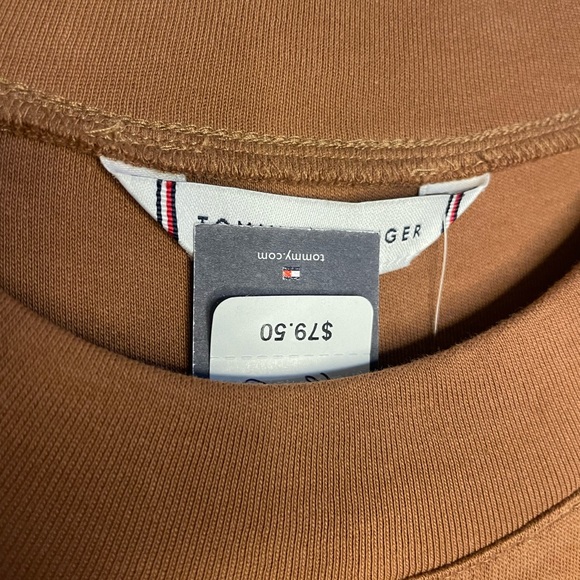 Tommy Hilfiger Long Sleeve Crewneck Dress in Caramel Brown - Picture 4 of 8